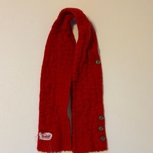 Vintage Red Scarf with Button Accents